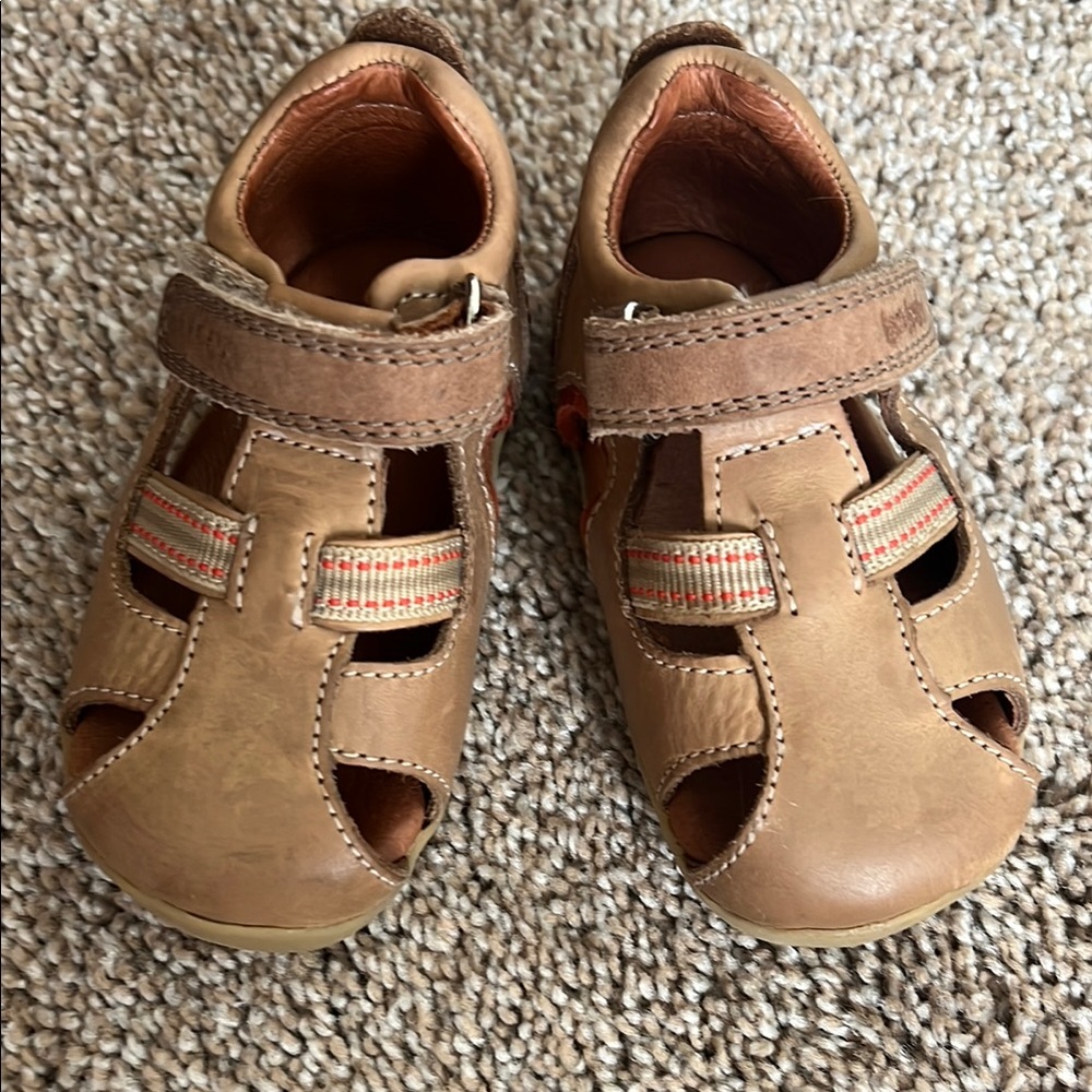 Bobux Brown Leather Sandals with Velcro Straps